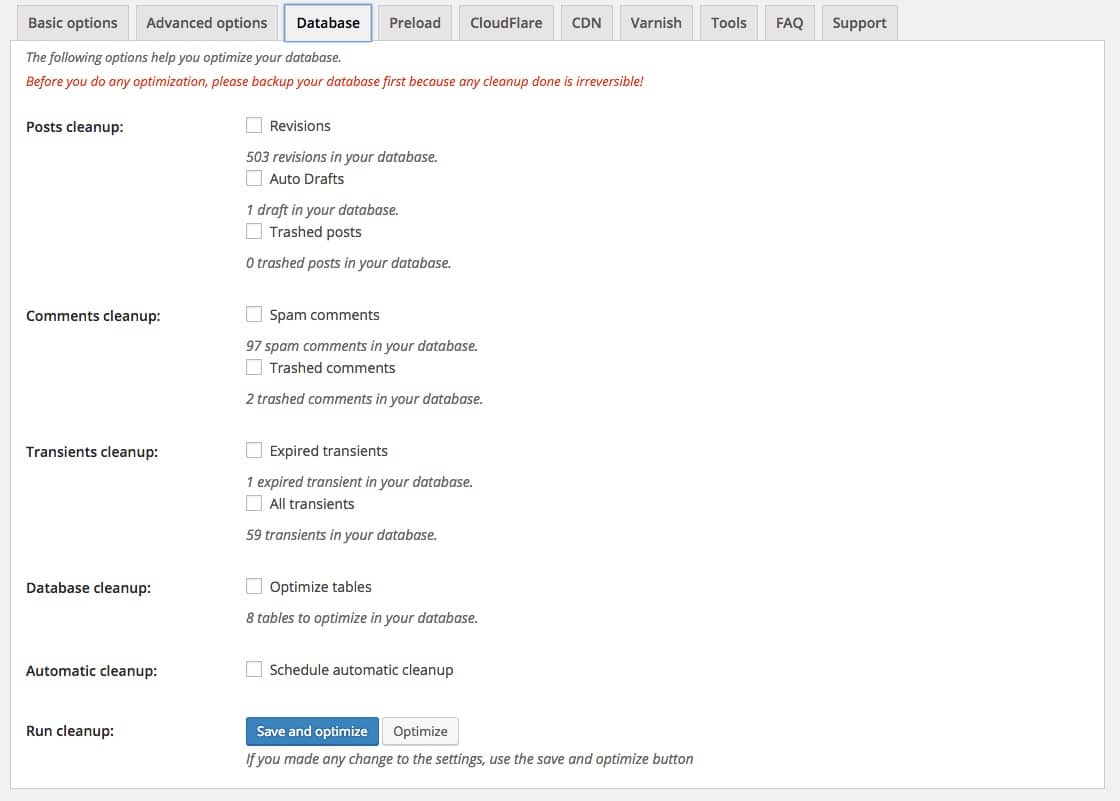 WP Rocket 2.8 - Database Optimization