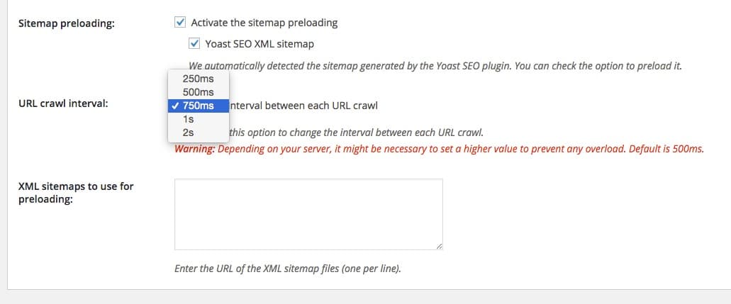 WP Rocket 2.8 - Sitemap Preload