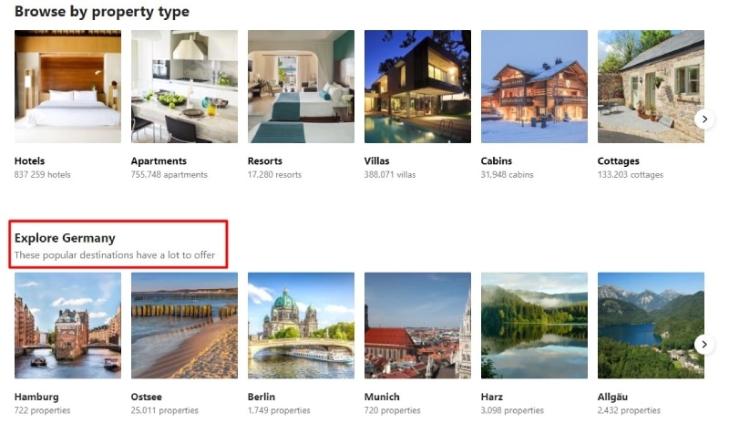 Geographically-related suggestions, source: Booking.com