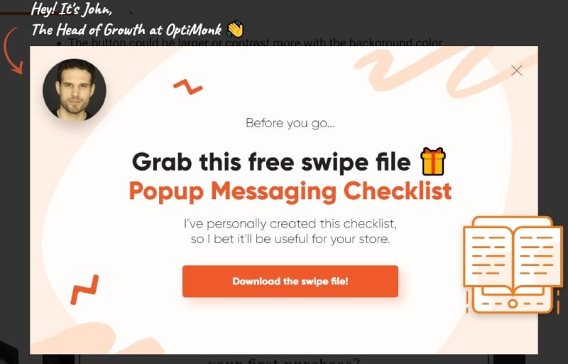 Dynamic popup example. Source: optimonk.com
