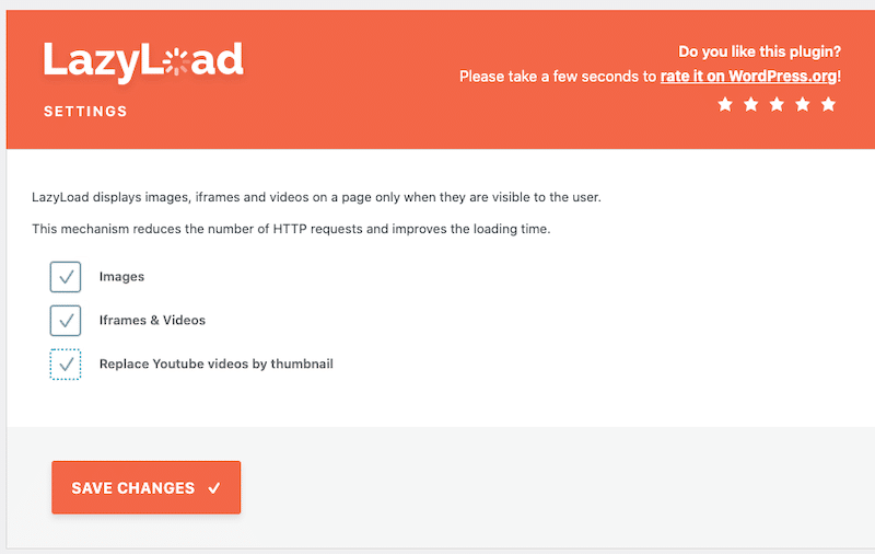 Activating the Lazy Load by WP Rocket plugin