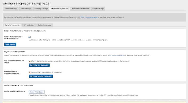 Advanced settings for Paypal and straightforward interface - Source: WordPress Simple Shopping Cart