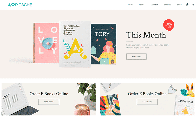 The test WordPress site used for page cache comparison