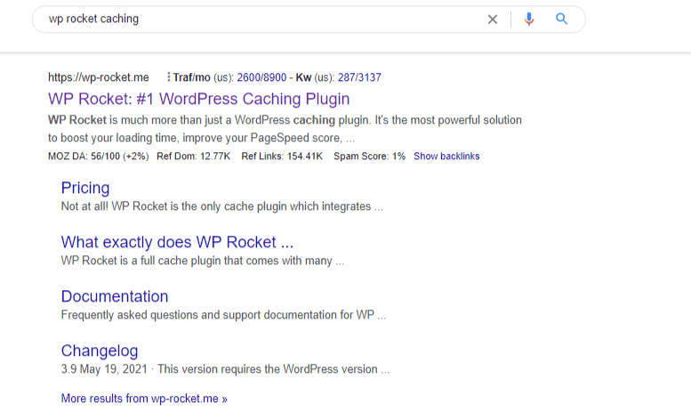 Branded keyword for WP Rocket.