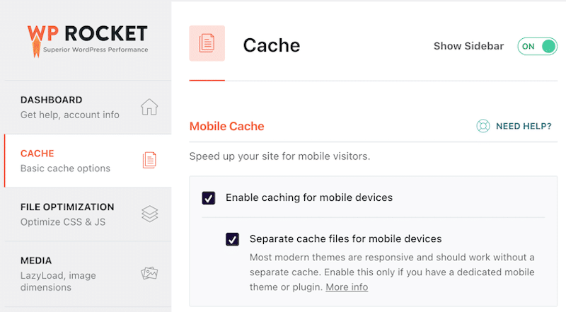 Caching is activated automatically to speed up your blog - Source: WP Rocket