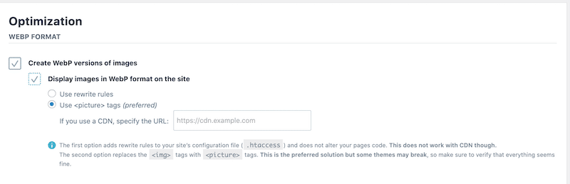 Converting images to WebP to save space on a web page - Source: Imagify