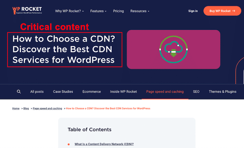 Critical request: blog post heading - Source: WP Rocket’s blog