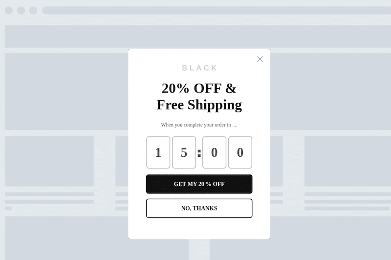 Example of an exit popup to reduce cart abandonment - Source: Optimonk