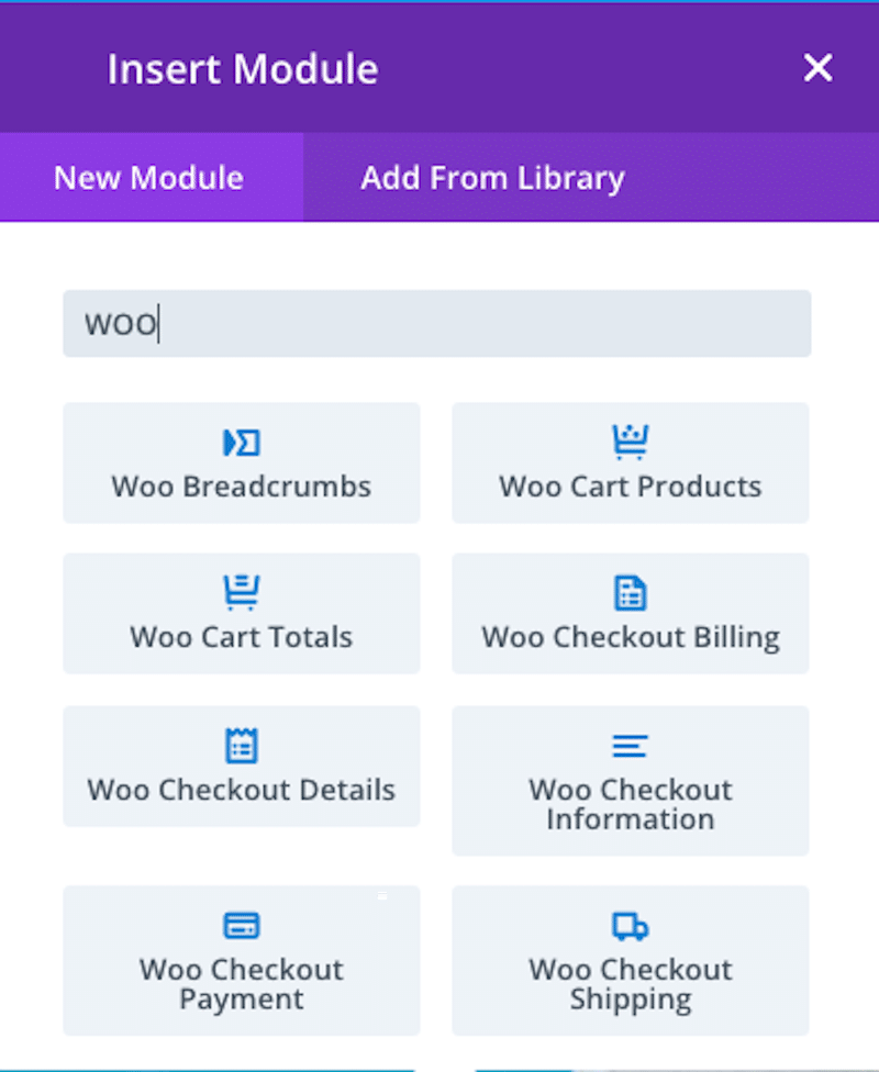 Example of dedicated WooCommerce modules - Source: The Divi Builder