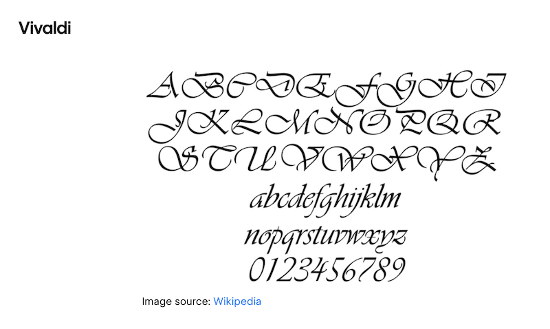 Example of font family to avoid in blogging - Source: Wikipedia