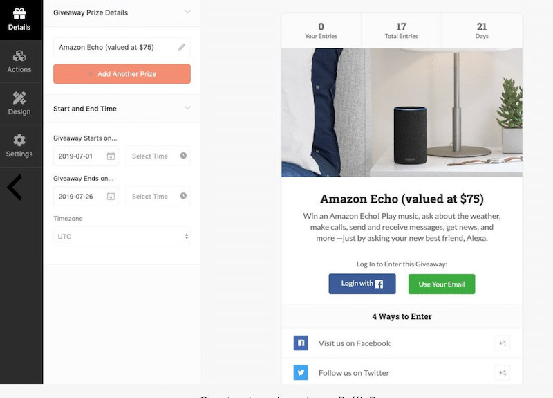 Example of Giveaway on a blog - Source: The RafflePress plugin