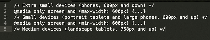 Example of responsive code - Source: WP Rocket