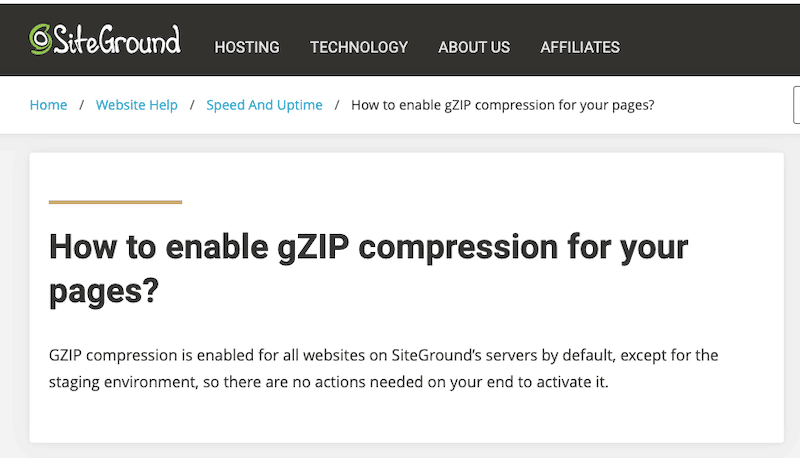 GZIP compression from Siteground Hosting Provider - Source: SiteGround