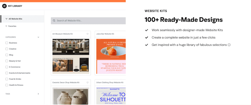 Hello Theme Library - Source: Elementor