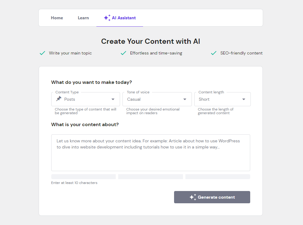 Hostinger AI Assistant – Source: Own screenshot
