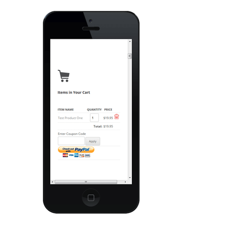 How the checkout page looks like with the Paypal button - Source: WordPress Simple Shopping Cart
