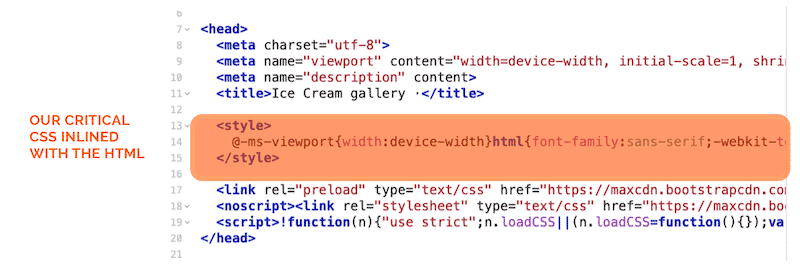 Inlining critical CSS to optimize CSS delivery