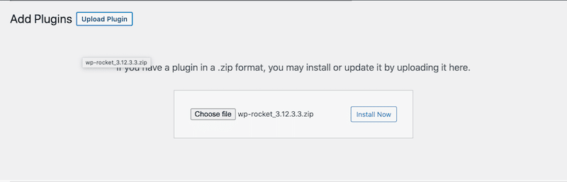 Installing the plugin - Source: WP Rocket