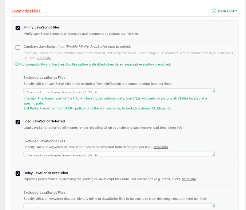 JS Optimization - Source: WP Rocket plugin