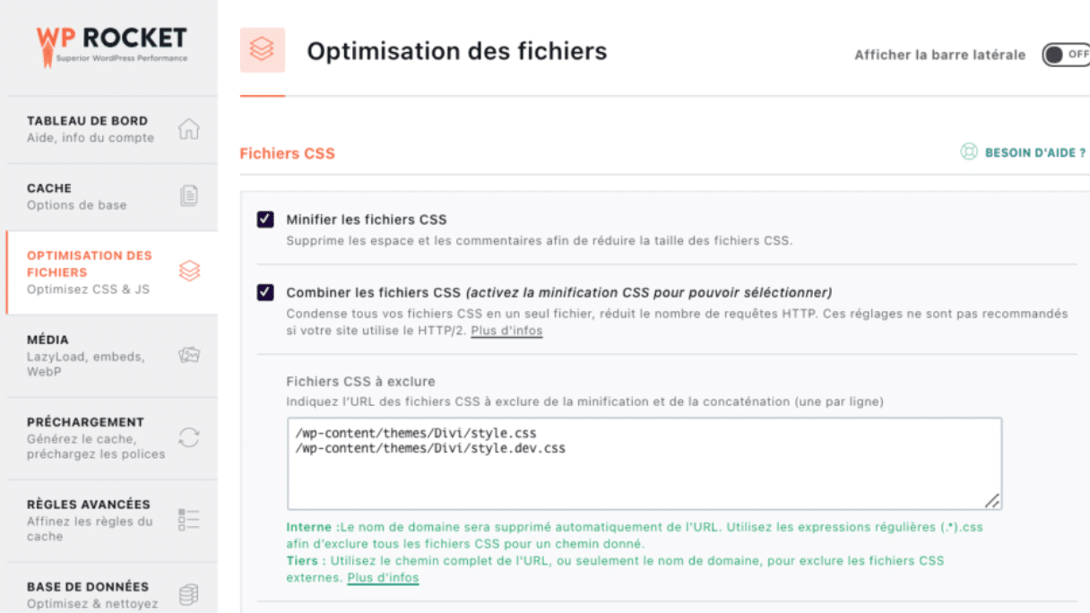La fonction “Combiner les fichiers CSS” qui va être supprimée