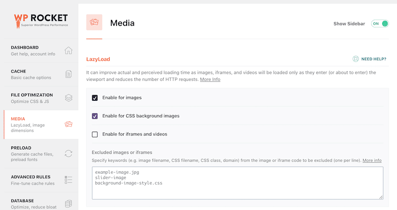 Lazy load feature - Source: WP Rocket
