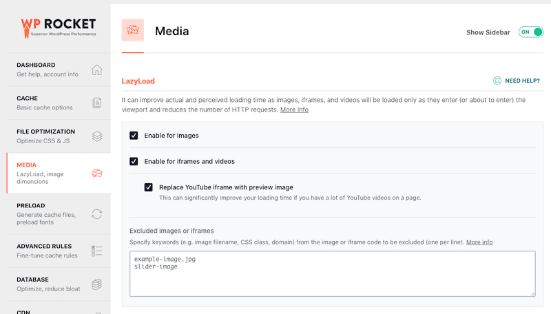 Lazy loading feature - Source: WP Rocket plugin