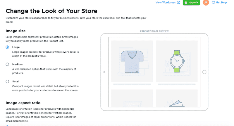 Lean interface with several options for the design - Source: Ecwid
