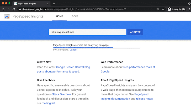 Running my second audit using the incognito mode