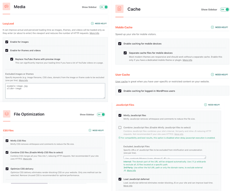 Main WP Rocket features