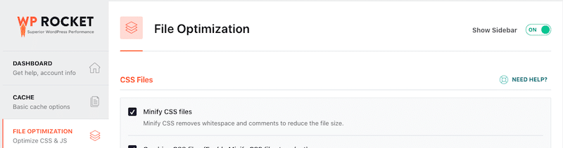 Minifying CSS in one click - Source: WP Rocket