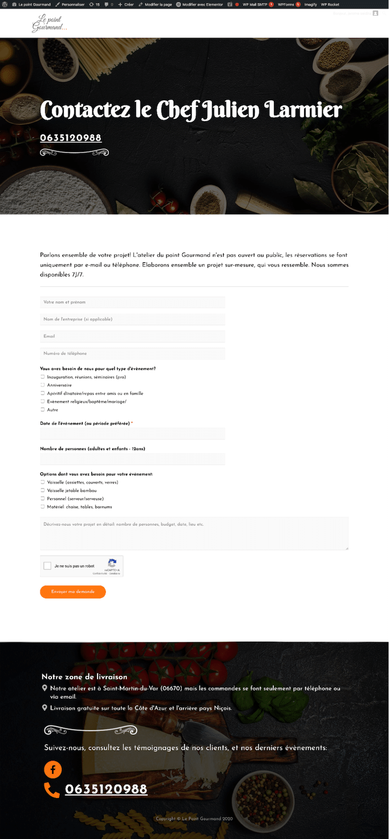My page with advanced contact form - Source: lepointgourmand.com