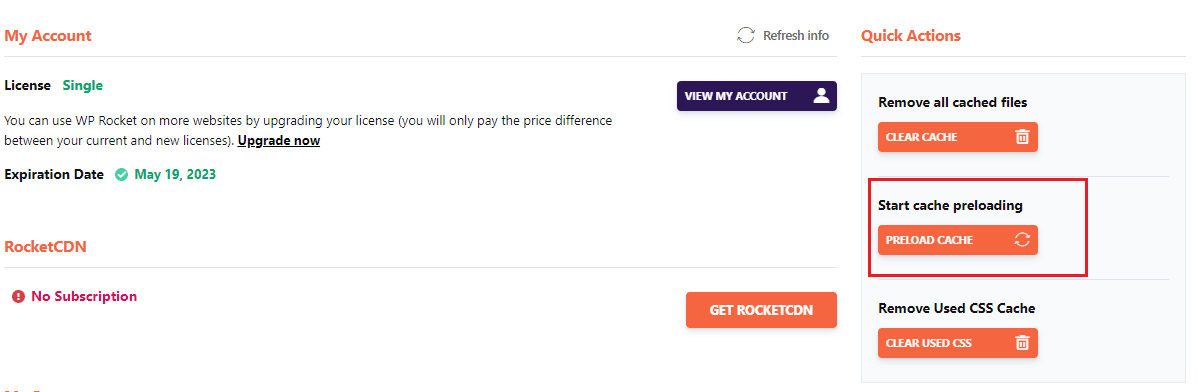 Old Quick Actions - Dashboard
