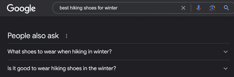 PAA feature to find long-tail keywords - Source: Google search results