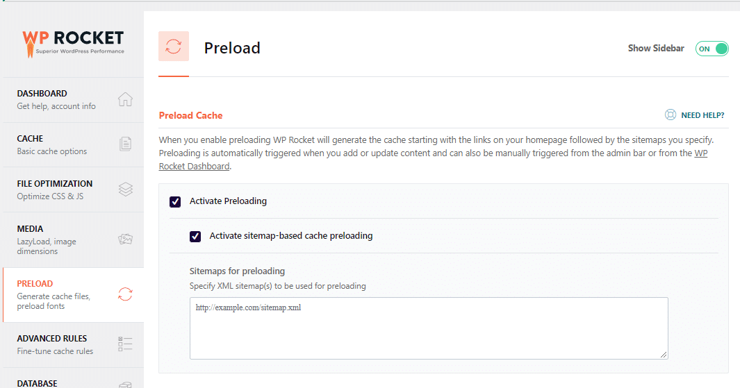 Preload cache - WP Rocket