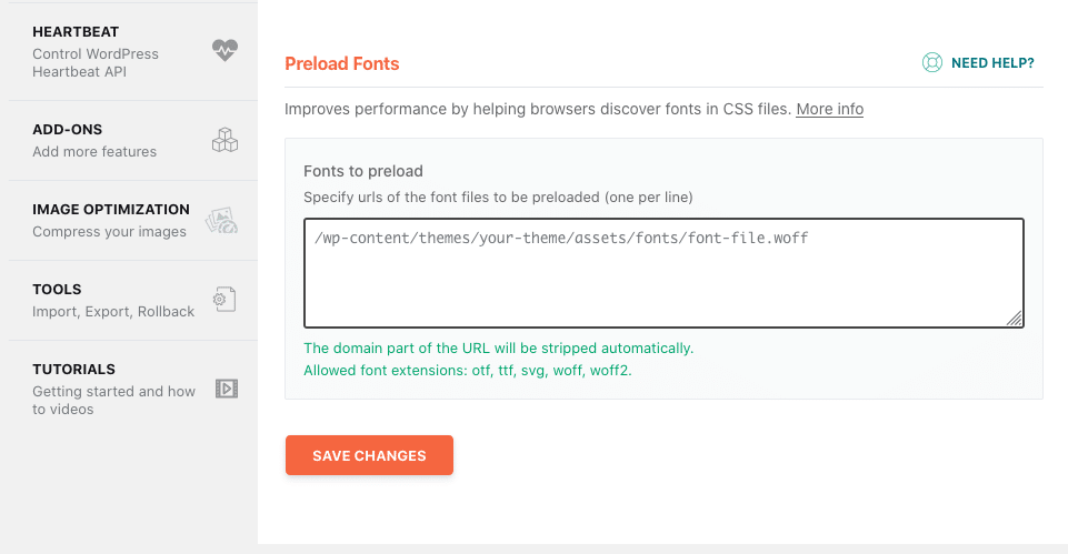 The new Preload Fonts option in WP Rocket 3.6