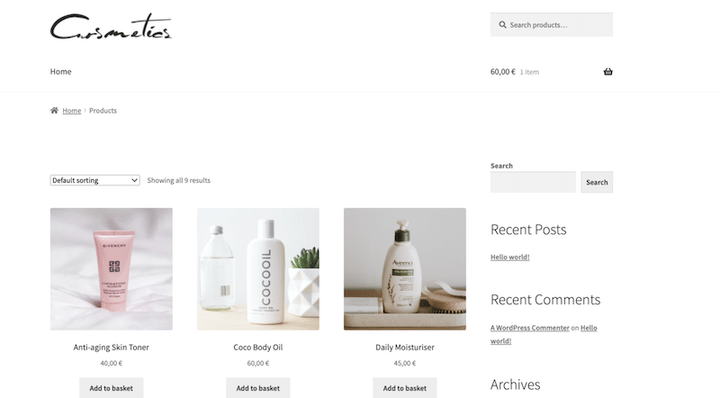 Shop page launched in a few minutes - Source: Our WooCommerce site