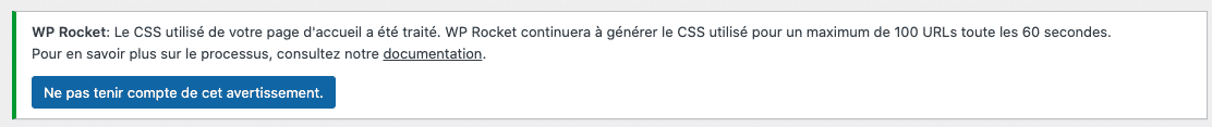 “Supprimer les ressources CSS inutilisées”- Informations pendant le processus