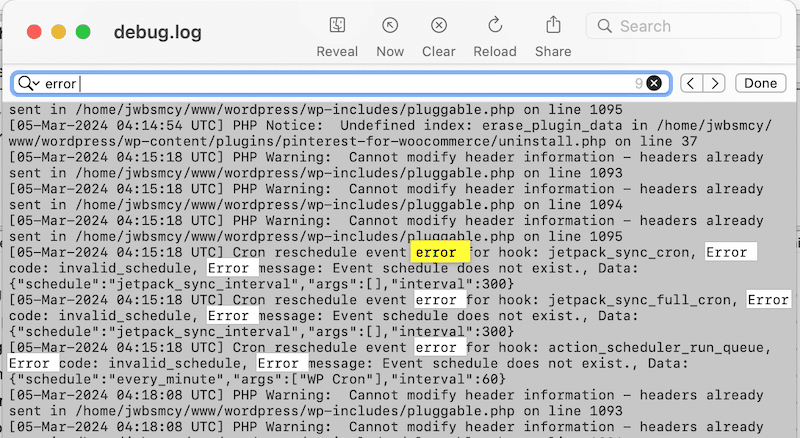 The debug.log file to identify the issue - Source: WP Rocket