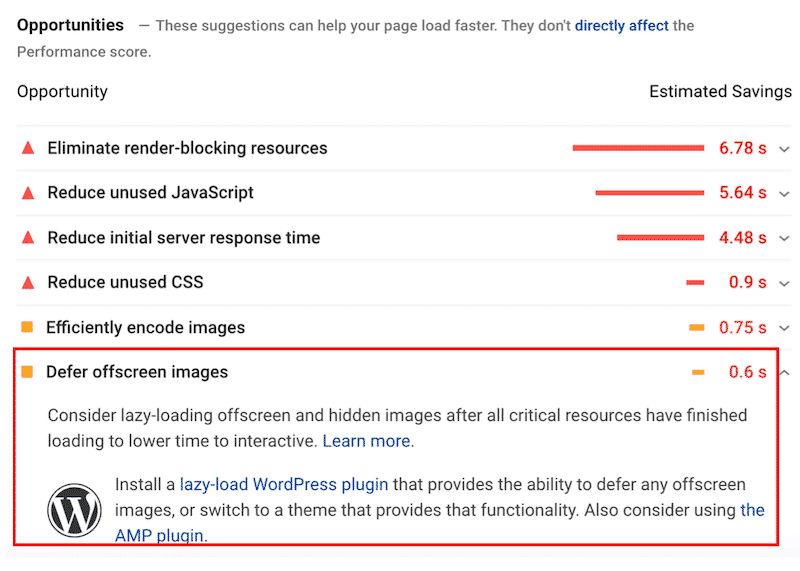 The opportunity section after running the test with PSI - Source: PSI
