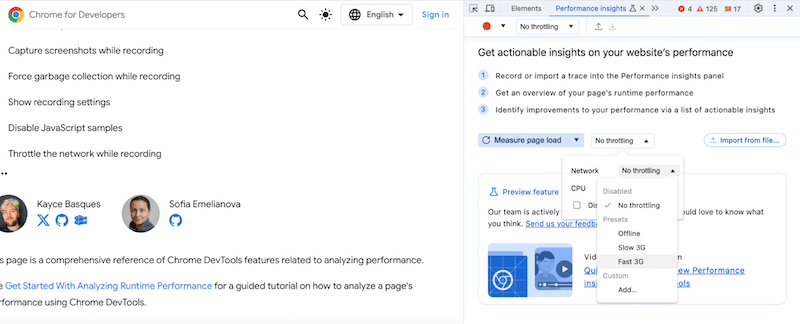 Throttling feature - Source: Chrome DevTools