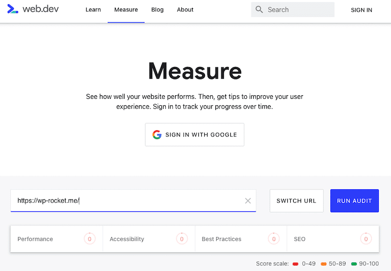Report ready to be run – Source: Web.dev