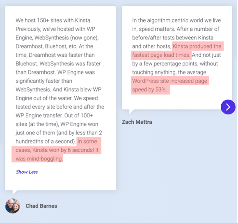 What WordPress users say about Kinsta - Source: Kinsta