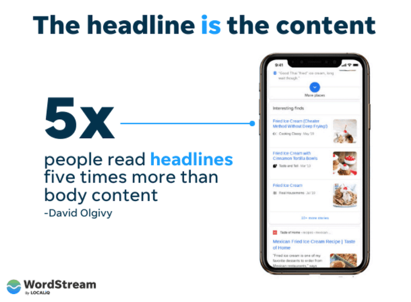 Why headings are important in blogging - Souce: Wordstream.com