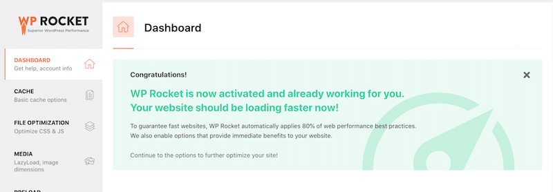 WP Rocket applying caching and text compression automatically - Source: WP Rocket
