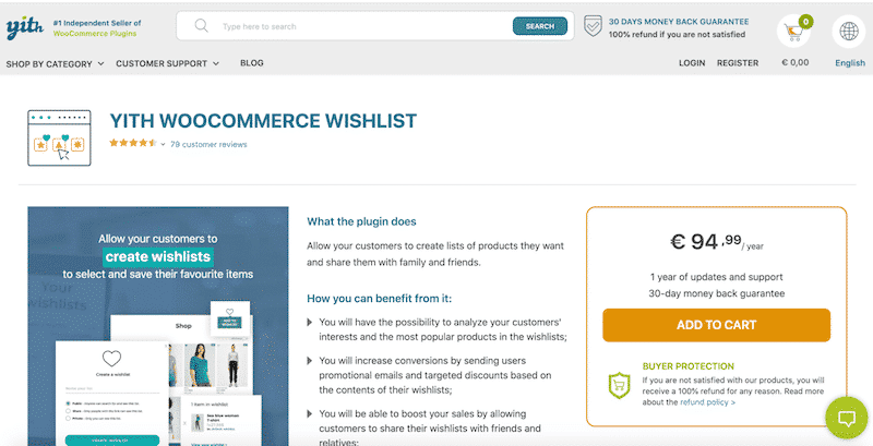 Yith WooCommerce Wishlist